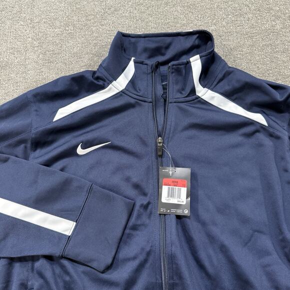 Nike Mens L Track Jacket Team Overtime Full Zip Navy Blue White Swoosh Athletic - Picture 1 of 9